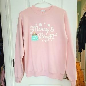 Pusheen Christmas Merry Bright Pink Sweatshirt